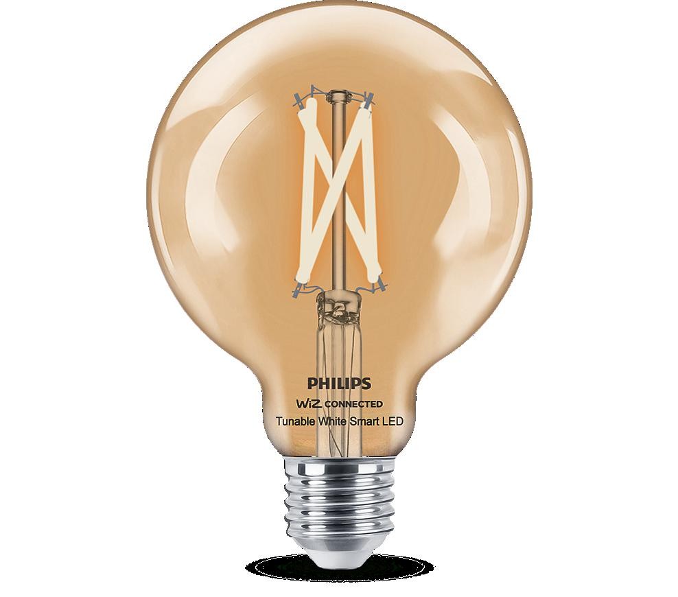 Bec LED inteligent vintage (decorativ) Philips Filament Globe Clear G95, Wi-Fi, Bluetooth, E27, 7W (60W), 806 lm, lumina alba (2