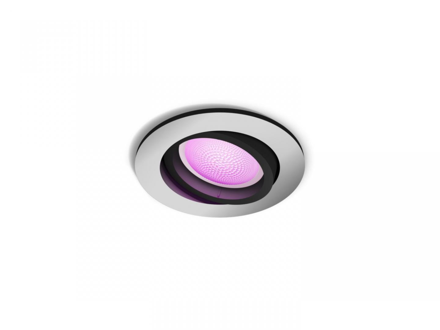Spot LED RGB incastrat Philips Hue Centura, Bluetooth, GU10, 5.7W, 350 lm, lumina alba si color (2000-6500K), IP20, 9cm, Arginti