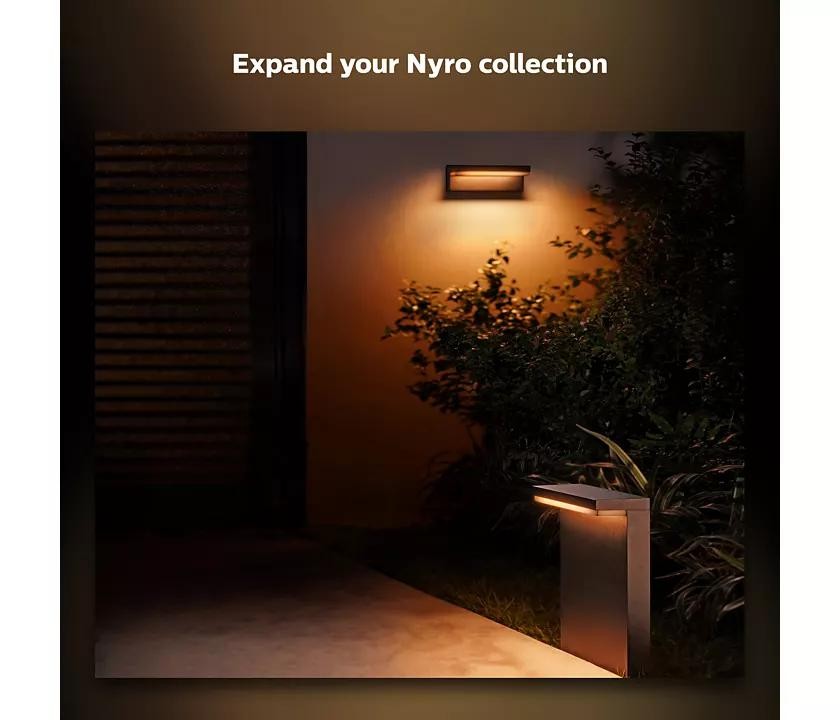 Stalp LED RGB pentru exterior Philips Hue Nyro, 13.5W (42W), 1000 lm, lumina alba si color (2000-6500K), IP44, 99x255x400mm, Neg