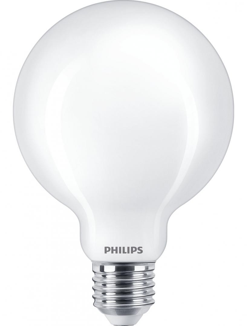 Bec LED Philips Classic G93, EyeComfort, E27, 7W (60W), 806 lm, lumina calda (2700K), mat