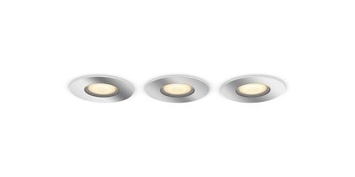 3 Spoturi LED incastrate Philips Hue Adore Bathroom, Bluetooth, 3xGU10 ,3x5W, 1050 lm, lumina alba (2200-6500K), IP44, 9cm, Crom
