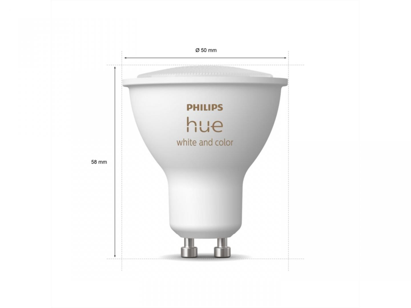 Pachet 3 Becuri LED RGB inteligente Philips Hue Spot, Bluetooth, GU10, 5W (35W), 350 lm, lumina alba si color (2000-6500K), Cons