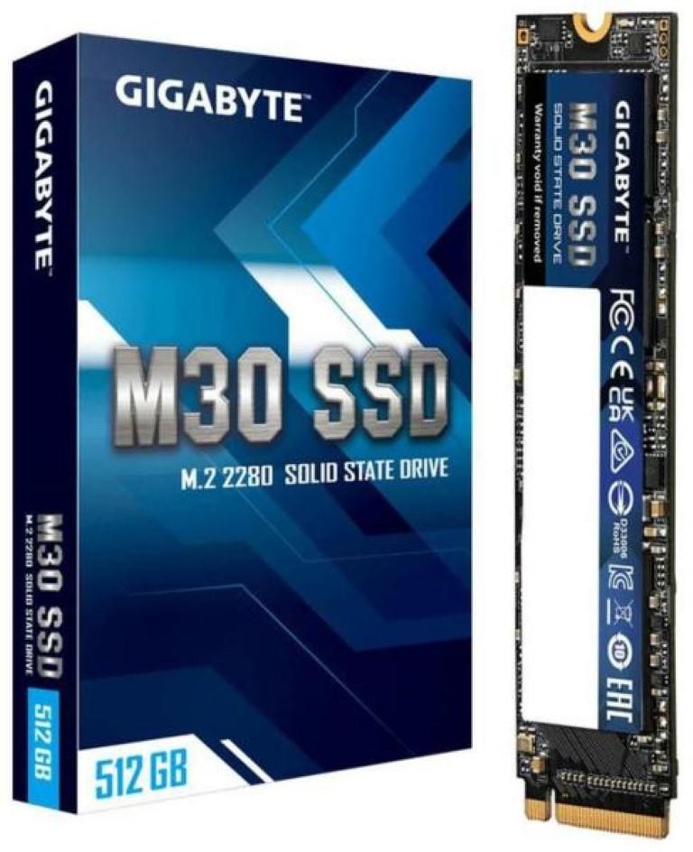 Gigabyte SSD M.2 PCIe M30 512GB Interface PCIe 3.0x4, NVMe 1.3 Form Factor M.2 2280 Total Capacity 512GB NAND 3D TLC NAND Flash