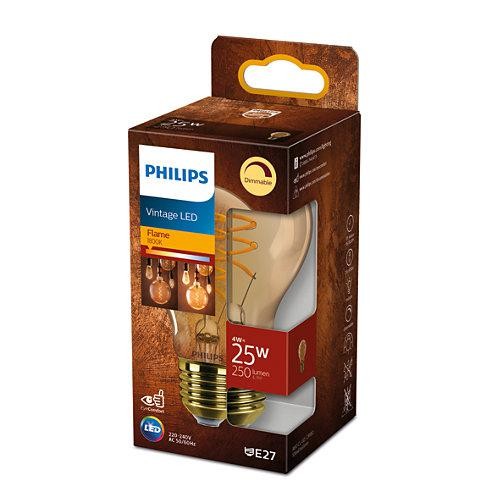 Bec LED vintage (decorativ) Philips Classic Gold Bulb A60, EyeComfort, E27, 4W (25W), 250 lm, lumina calda (1800K), dimabil, cu