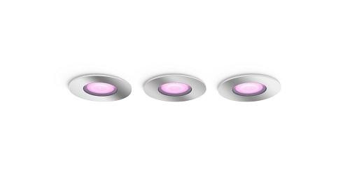3 Spoturi LED RGB incastrate Philips Hue Xamento, Bluetooth, GU10, 3x5.7W, 1050 lm, lumina alba si color (2000-6500K), IP44, Cro