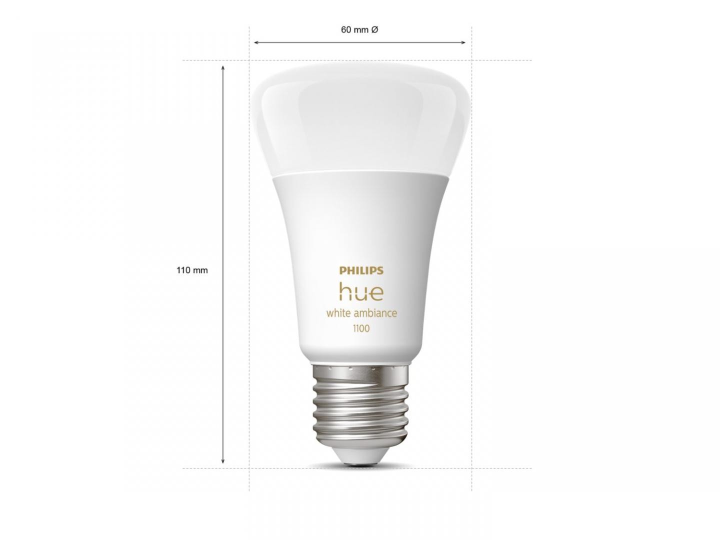 2 Becuri LED inteligente Philips Hue A60, Bluetooth, E27, 8W (75W), 1055 lm, lumina alba (2200-6500K)