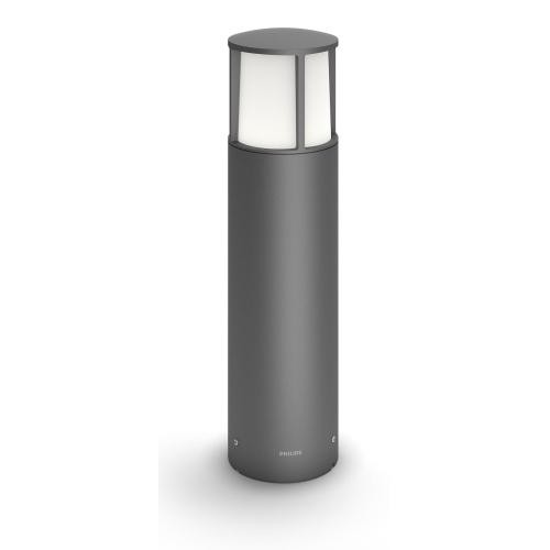 Stalp LED pentru iluminat exterior Philips Stock, 6W, 600 lm,luminacalda (2700K), IP44, 400x104mm, Antracit