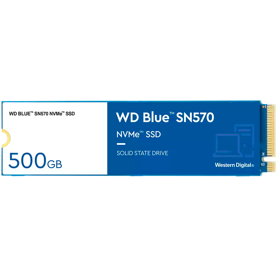 SSD WD Blue SN570 500GB M.2 2280 PCIe Gen3 x4 NVMe TLC, Read/Write: 3500/2300 MBps, IOPS 360K/390K, 