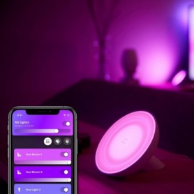 Lampa LED RGB Philips New Hue Bloom (gen4), Bluetooth, 7.1W, 500 lm, lumina alba si color (2000-6500K), IP20, 12.6cm, Negru