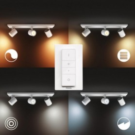 Spot LED Triplu Philips Hue Runner, Bluetooth, 3xGU10, 3x5W, 1050 lm, lumina alba (2200-6500K), IP20, 48cm, Metal, Alb, Intrerup