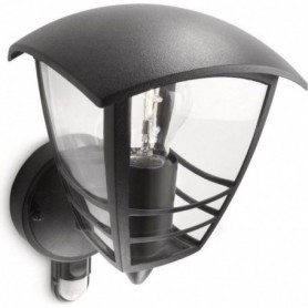 Aplica tip felinar pentru exterior cu senzor de miscare Philips CreekUP ,1xE27, max 60W, IP44, 130x180x195mm, Negru