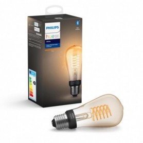 Bec LED inteligent vintage (decorativ) Philips Hue Filament Edison ST64, Bluetooth, E27, 7W (40W), 550 lm, lumina calda (2100K)