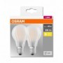 2 Becuri LED Osram Base Classic A, E27, 7W (60W), 806 lm, luminacalda(2700K), semi-transparent