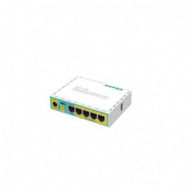 ROUTER MIKROTIK RB750UPR2, hEX PoE lite, 5xLAN Fast Ethernet (four withPoE out), USB, 64MB RAM, RouterOS L4,plastic case and PSU