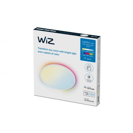 Plafoniera LED RGB WiZ Rune, Wi-Fi, Bluetooth, control vocal, 21W, 2100 lm, lumina alba si color (2700-6500K), IP20, 40cm, Metal