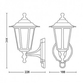 Aplica tip felinar pentru exterior cu senzor de miscare PhilipsPekingUP, 1xE27, max 60W, IP44, 220x175x370mm, Negru