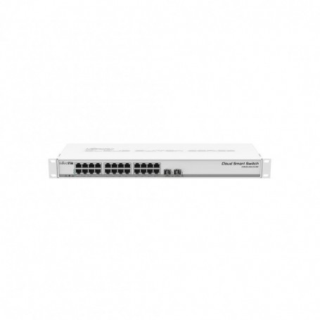 MikroTik Cloud Smart Switch 326-24G-2S+RM with 24* 10/100/1000 GigabitEthernet ports, 2* SFP+ cages, 1U rackmount case, PSU, Pas