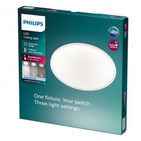 Plafoniera LED Philips Superslim CL550, 3 trepte de intensitate, 15W, 1500 lm, lumina neutra (4000K), IP20, 25cm, Alb