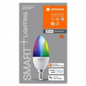 Bec LED RGB inteligent Ledvance SMART+ WiFi Candle Multicolour B40, E14, 4.9W (40W), 470 lm, lumina alba si color (2700-6500K), 