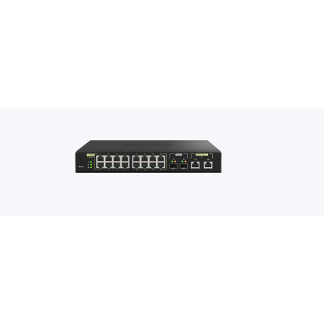 Switch QNAP M2116P CPU Microchip VSC7448-02, 16 porturi 2.5GbE (RJ45) PoE 802.3at (30W), 2 porturi 10GbE SFP+, 2 porturi 10GbE R
