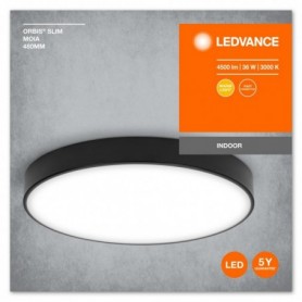 Plafoniera LED Ledvance Orbis Slim Moia 480, 36W, 4500 lm, lumina calda (3000K), IP20, Ø48cm, metal/PMMA, Negru
