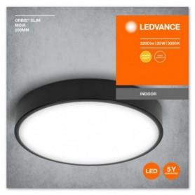 Plafoniera LED Ledvance Orbis Slim Moia 280, 20W, 2200 lm, lumina calda (3000K), IP20, Ø28cm, metal/PMMA, Negru