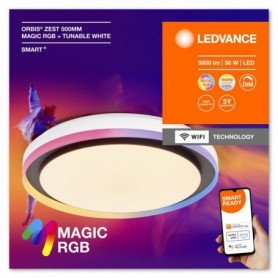 Plafoniera LED RGB inteligenta Ledvance Smart+ WiFi Magic ORBIS ZEST cu Telecomanda, 38W, 3800 lm, lumina alba si color (2700-65