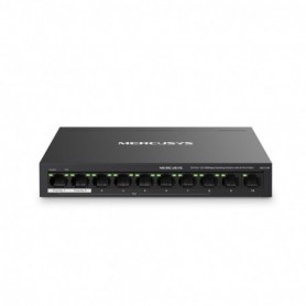 MERCUSYS DESKTOP SWITCH 10PORT MS110P POE, Interfata:  10× 10/100 Mbps, Standarde si protocoale:  IEEE 802.3x Flow Control, Dime