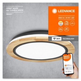 Plafoniera LED inteligenta Ledvance Smart+ WiFi ORBIS WOOD, 24W, 2950 lm, lumina alba (2700-6500K), dimabila, IP20, Ø400x75mm, L