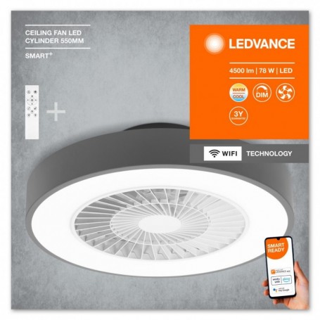 Plafoniera LED inteligenta cu ventilator Ledvance Smart+ WiFi CEILING FAN cu Telecomanda, 78W, 4500 lm, lumina alba (3000-6500K)