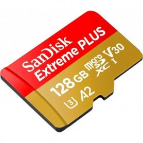 Micro Secure Digital Card SanDisk Extreme PLUS, 128GB, Clasa 10, R/W speed: up to 100MB/s/ 90MB/s, include adaptor SD (pentru te