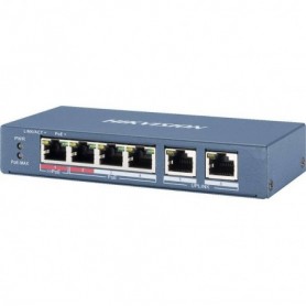 Switch 4 porturi PoE Hikvision DS-3E1106HP-EI 4 × 100 Mbps PoE RJ45 ports, 2 × 100 Mbps network RJ45 ports,IEEE 802.3at/af/bt st