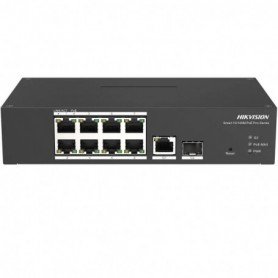 Switch 8 porturi PoE Hikvision DS-3T1310P-SI/HS prezinta 8 × 10/100 Mbps PoE port,1 × 1 Gbps RJ45 port,1 × 1 Gbps fiber optical 
