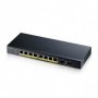 Switch Zyxel GS1900-10HP v2, 8-port GbE L2 PoE Smart Switch + 2 SFP slots, 802.3at, desktop, fanless, 70 Watt