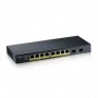 Switch Zyxel GS1900-10HP v2, 8-port GbE L2 PoE Smart Switch + 2 SFP slots, 802.3at, desktop, fanless, 70 Watt