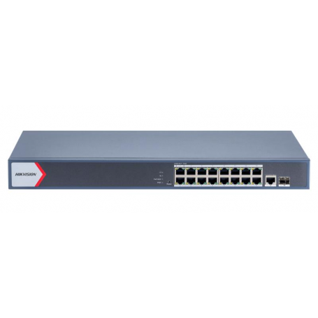 Switch 16 porturi POE Gigabit, Hikvision DS-3E1518P-EI(V2), Web management, 16 × gigabit PoE ports( PoE output power management)