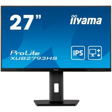 IIYAMA Monitor LED XUB2793HS-B6 27" IPS 1920 x 1080 @100Hz 16:9 250 cd/m² 1000:1 1ms HDMI DP Speakers height, swivel, tilt, pivo