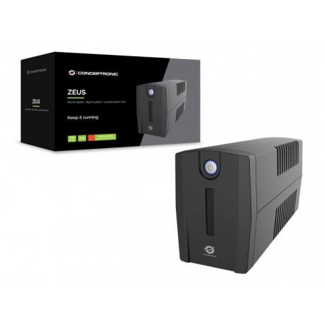 Conceptronic ZEUS02ES 850VA 480W UPS, Schuko x 2, HID USB, RJ45 In/Out, AVR, 96 x 286 x 138 mm