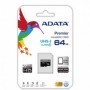 Card de Memorie MicroSDXC Adata, 64GB, Adaptor SD, Class 10