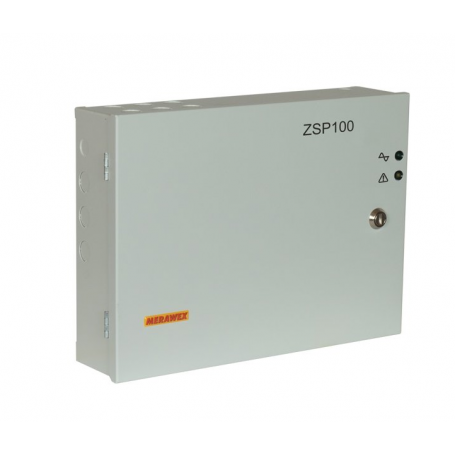 Sursa de alimentare pentru sisteme de detectie incendiu 24V/4A in cutie metalica Merawex ZSP100-4A-07, loc pentru 2 acumulatori,