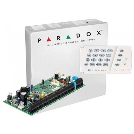 Centrala Paradox SP6000+ 8 zone pe placa (16 cu dublare zona ATZ)2 PGM pe placa, extensibile la 16 (dintre care oricare poate fi