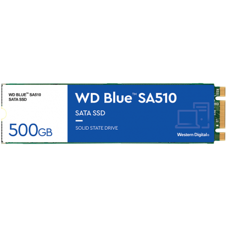 SSD WD Blue SA510 500GB SATA, M.2 2280, Read/Write: 560/510 MBps, IOPS 90K/82K, TBW: 200