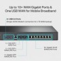 "Omada VPN Router with 10G Ports PORT: 1× 10G SFP+ WAN Port, 1× 10G SFP+ WAN/LAN Port,1× Gigabit SFP WAN/LAN Port, 8× Gigabit RJ