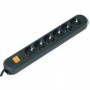 Prelungitor Bachmann SMART 6xCEE7/3 PC, cu intrerupator, lungime cablu 3 m, H05VV-F 3G1.5, NEGRU, demontabil