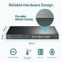 "18-Port Gigabit Rackmount  Switch with 16-Port PoE+ PORT: 16× Gigabit PoE+ Ports, 2× Gigabit Non-PoE Ports, 2× Combo Gigabit SF