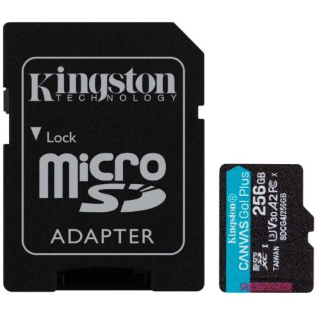 KINGSTON 256GB microSDXC Canvas Go Plus Gen4 200MB/s A2 U3 V30 Card + Adapter