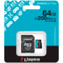 KINGSTON 64GB microSDXC Canvas Go Plus Gen4 200MB/s A2 U3 V30 Card + Adapter