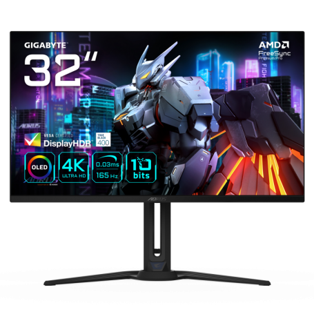 Gigabyte AORUS FO32U gaming monitor diagonala 31.5", 699.48 x 394.73 mm, OLED, Anti-Reflection, Rezolutie: 3840 x 2160 (UHD), Lu