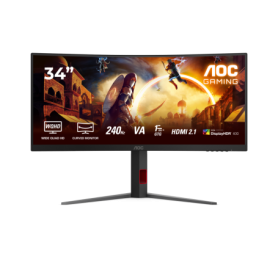 Monitor AOC 34" CU34G4Z, Curvature: 1500R, Diagonal (inch): 34, Diagonal (cm): 87, Aspect ratio: 21:9, Panel: VA, Resolution: 34