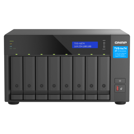 NAS QNAP H874 8-Bay, CPU Intel® Core™ i5-12400 6-core 12-thread Processor, up to 4.4GHz, RAM 32GB (2x 16GB) DDR4 SODIMM (Max. 12